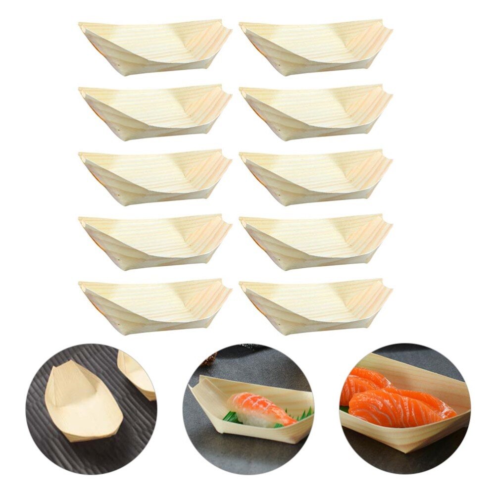 Disposable Sushi Plate Boat Shaped Dish Japanese Style Snack Tray Serving Dish