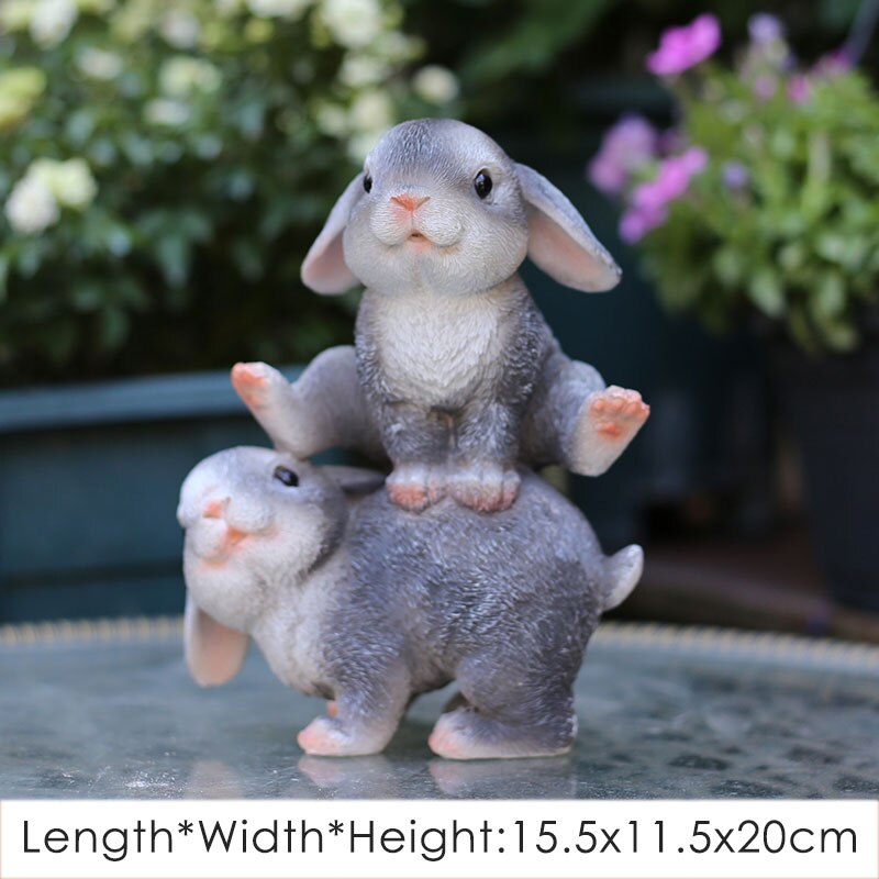 Udendørs haveindretning skulptur mor barn kanin statue simulation egern harpiks dekoration græsplæne have landskab skulptur: D