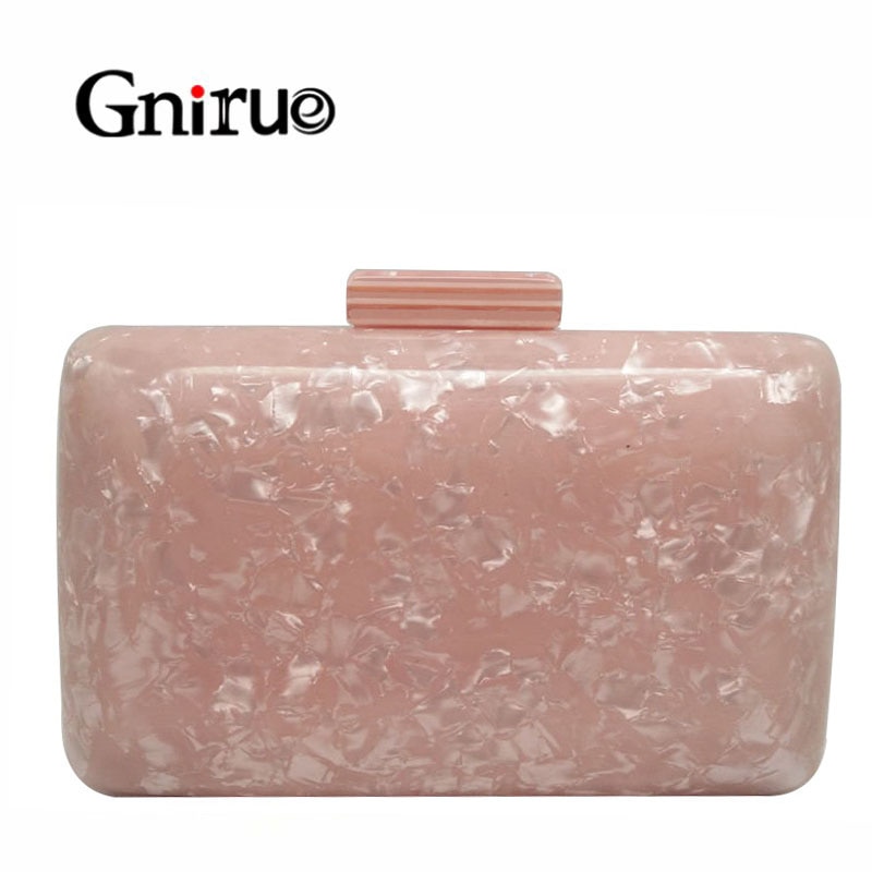 Gnirue merkevare kvelden vesker rosa søte vesker luksus fest prom akryl vesker kvinne bryllup brud casual clutch