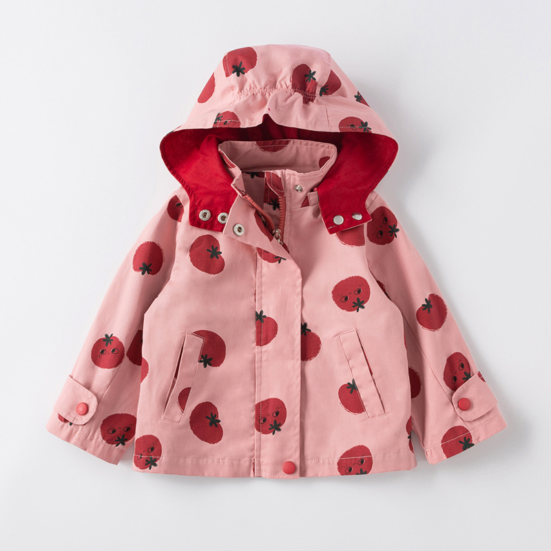 Lente Herfst Dikke Meisjes Jassen Zijdig Kids Bovenkleding Brief Sport Hoodied Jassen Kinderkleding Tiener Trenchcoat: Roze / 3T