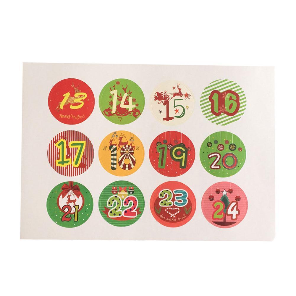 1pc Christmas Countdown Number Sticker Round Digital Packaging Decor Stationery Labels Party Xmas Sticker Sealing Sticker P C6e3