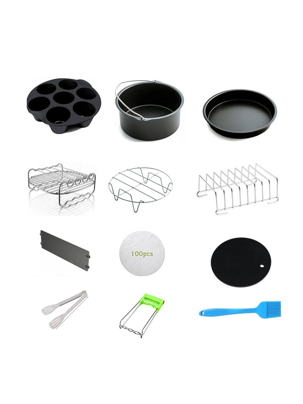 Air Fryer Accessories Anti Scald Metal Bracket Silicone Pad Heat-resistant Kitchen Clamps Air Fryer Part: 12 pcs