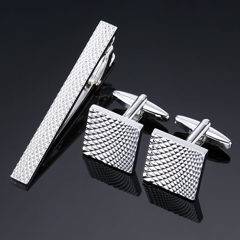 Novelty Cuff links necktie clip for tie pin for men's Hand engraving tie bars cufflinks tie clip set Jewelry: 6