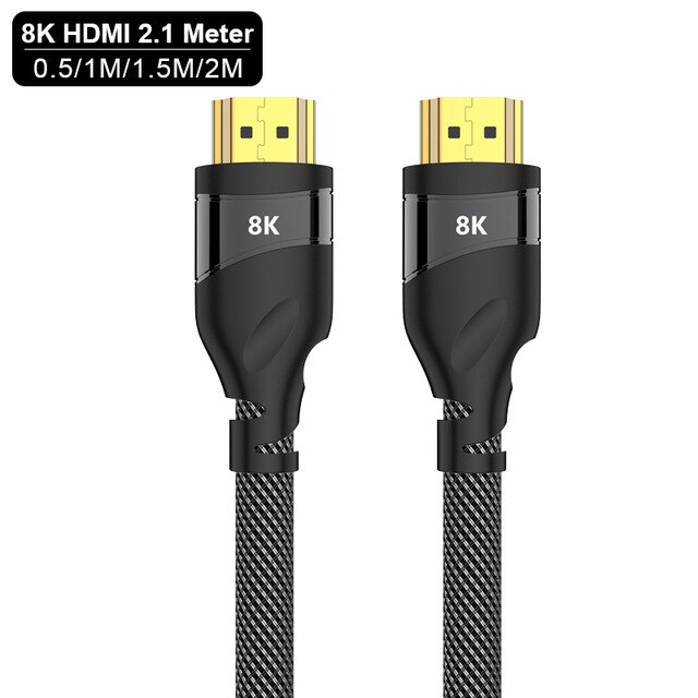 HDMI 2.1 gold plated Cable 4K @120HZ High Speed 8K @60HZ UHD HDR 48Gbps cable for PS4 HDTVs Projectors 0.5m1.m1.5m 2m HDMI 2.1: 1m