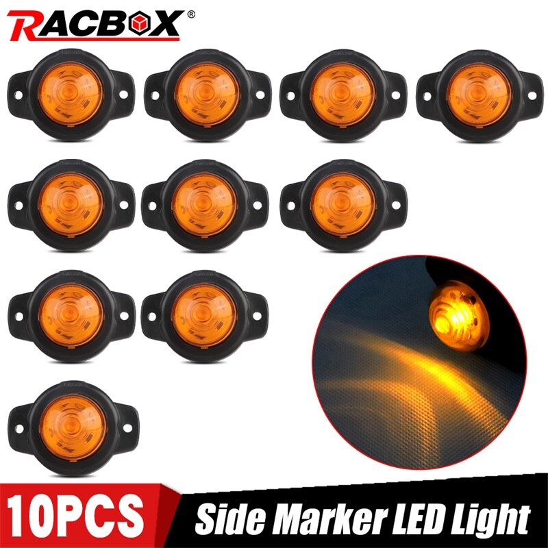 10x Car Truck LED Amber 12V 24V Side Marker Light Round Outline Lamps Car Accessories for SUV truck Lorry RV Bus Boat trailer
