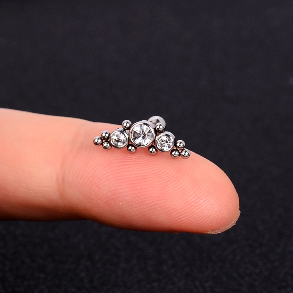 1Pcs Mini Rvs Oor Tragus Kraakbeen Helix Piercing Vlinder Daisy Kroon Sneeuwvlok Ster Kruis Emaille Studs Earring: 10 silver