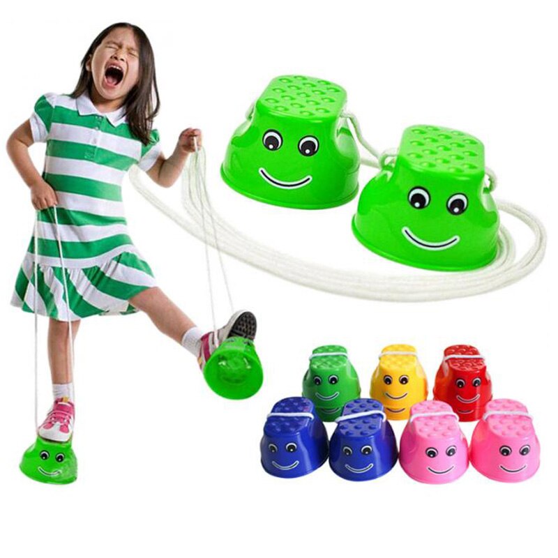 1 par de zapatos zancos para saltar con cara sonriente de entrenamiento de equilibrio de plástico al aire libre para niños juguete andador Juguetes Divertidos de deporte