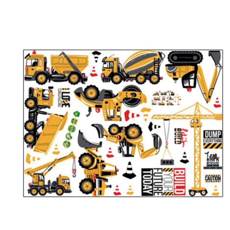Pegatinas de pared DIY para habitaciones de niños, coches de transporte, camiones, papel tapiz para excavadora, decoración del hogar, decoración de habitaciones de chicos, Póster Artístico de pared, 45x60cm