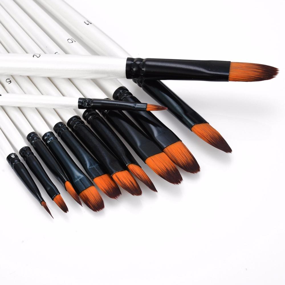 12pcs Paint Brushes Set Artist Paint Brushes Set Acrylic Oil Watercolour Painting Art Craft For Painting Exercises Painting Exam: Oblate