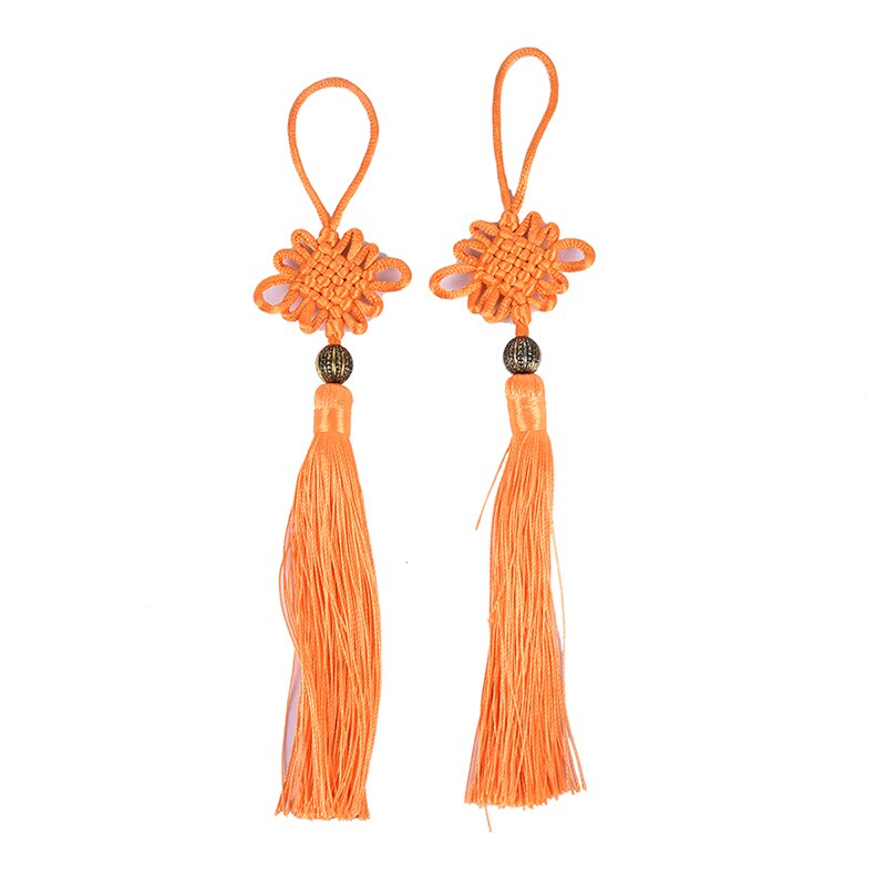 2PC Gold Beads Chinese Knot Tassel Home Textile Curtain Garment Sewing Macrame Decoration Pendant DIY Jewelry Accessories: Orange