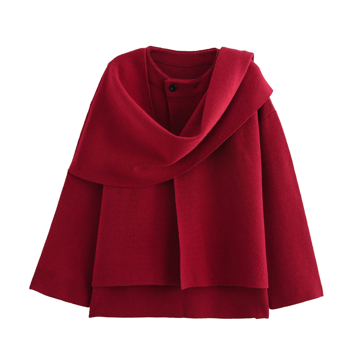 NLZG 2023 Inverno Femminile Sciarpa Cappotto A Maniche Lunghe Lavorato A Maglia Asimmetrica Giubbotti Per Le Donne Streetwear Causale Cappotti da Donna: S / Rosso