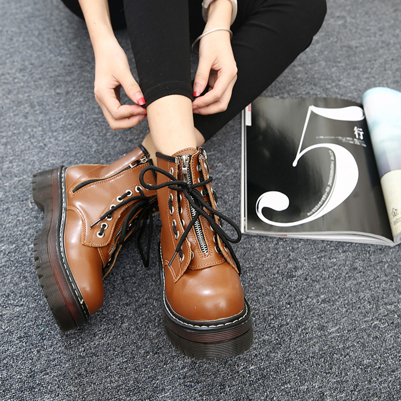 Moto bottes étudiant fille chaussures en cuir PU coeur boucle moine sangles mi talons chaussures fermeture éclair bottes d'équitation