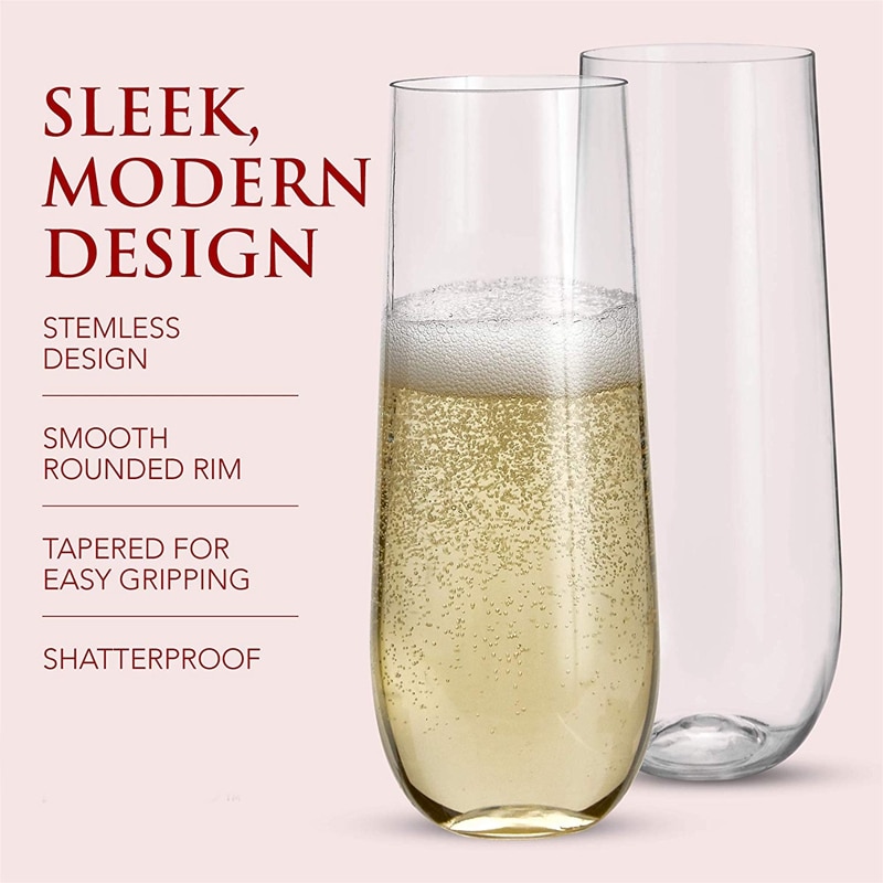 24 stemless muovi samppanjalasit  - 9 oz muovi samppanjalaseja selvää särkymätön paahtamisen lasit kertakäyttöinen häät