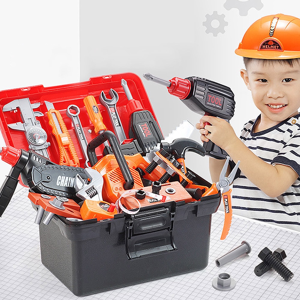 42 stk værktøjskassesæt til børn pædagogisk legetøj børn simuleringsreparationsværktøj legetøj borespil læring teknik puslespil legetøj