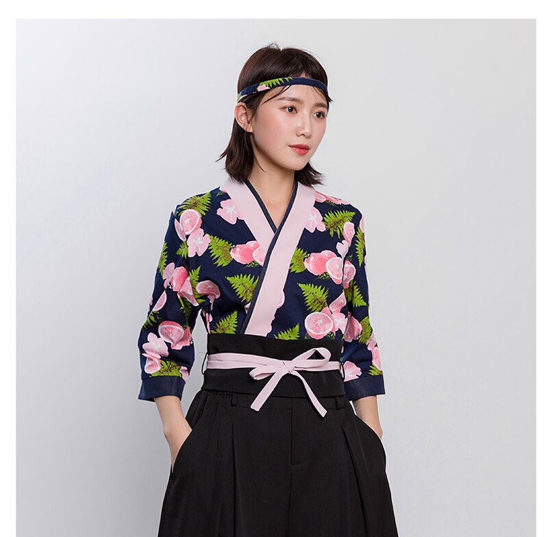 Japanese style Food Service Clothing Woman Sushi Chef Jacket Chef Work Uniform Cook suit female Japanese kimono