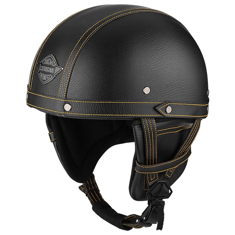 PU Leather Retro Helmet Motorcycle Motorbike Rider Half Helmet Open Face Half Moto Helmets