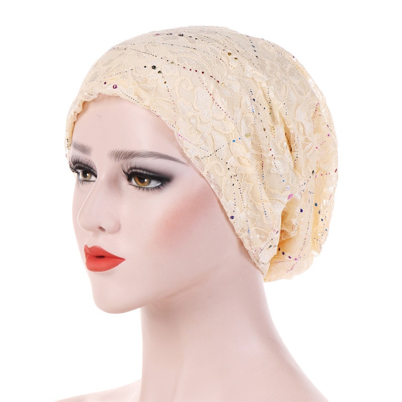 Turbante de encaje fino para mujer, gorros musulmanes de algodón sólido para hijab, turbantes para mujer, turbante árabe para mujer, hijab femenino
