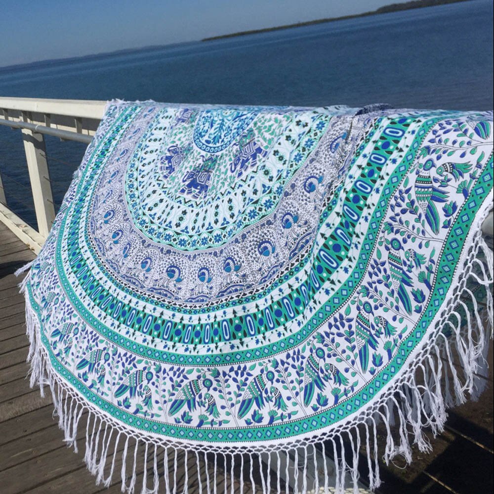Tapiz indio de Mandala grande para colgar en la pared, toalla de playa Bohemia, manta fina de poliéster, esterilla de Yoga, chal, Sábana FD: 2