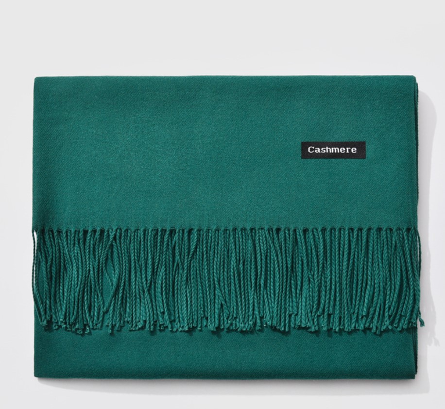 Écharpe polyvalente en Imitation cachemire brossé, couleur unie, épaisse, longue écharpe d'hiver avec pompon en cachemire, châle à épaule pour fille
