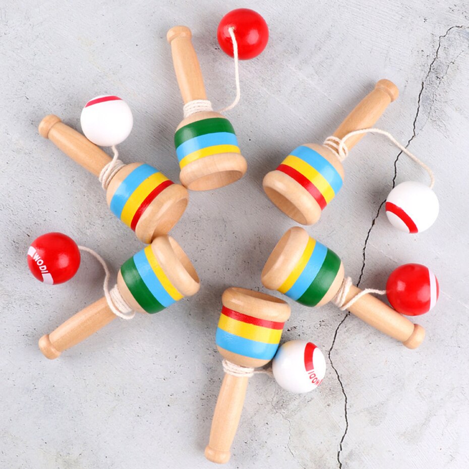 Puinen taito miekka kuppi pallopelit jongleeraus pallo puu kendama pallo ulkotaito lapsille perinteiset pelit vauvan leluja