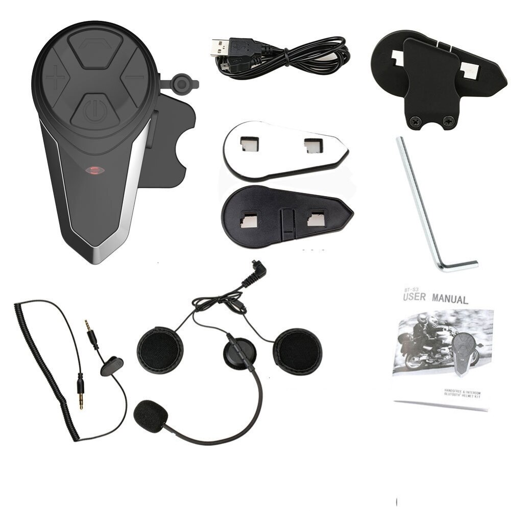 BT-S3 1000M Wireless Portable Motor Bluetooth Intercom Motorcycle Helmet Interphone Headset Waterproof Wireless Bluetooth Motoy