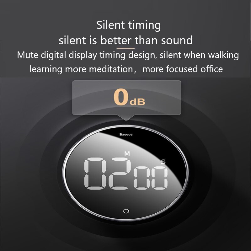 Rotary Countdown Timer Kitchen Magnetic Suction Electronic Timing Alarm Clock Fitness Reading Cooking Timer Without Battery