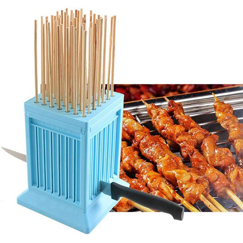 Spiedino di carne usura macchina per corde di carne 49 fori BBQ strumenti per spiedini di carne macchina per spiedini di wafer griglia barbecue accessori da cucina