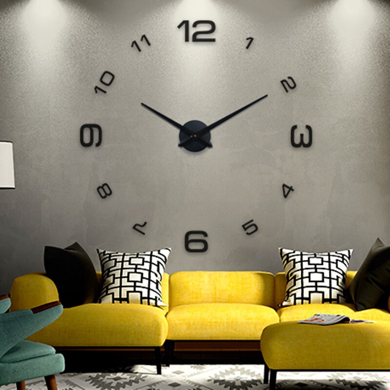Diy muursticker klok grote wandklokken 3d spiegeloppervlak sticker thuiskantoor decoratie voor woonkamer slaapkamer moderne klok