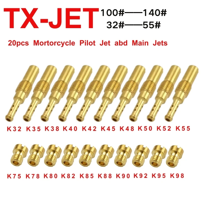 Motorfiets Carburateur Nozzle Hoofd Jet en Slow/Pilot Jet Set Vervanging 10/20 PCS Voor NSR KSR PE PWK PWM Keihin OKO KOSO CVK: Rood