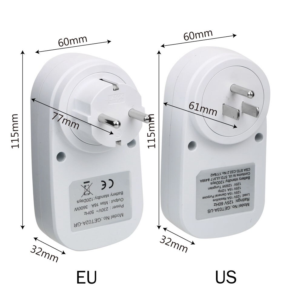 NICEYARD Adjustable Programmable Setting Clock On/ Off Time Digital Timer EU /US Plug Switch Energy Saving Smart Power Socket