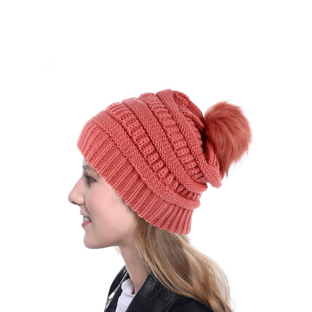 1Pc Warm Muts Nuttig Haak Hairball Beanie Haak Hairball Cap Voor Lady