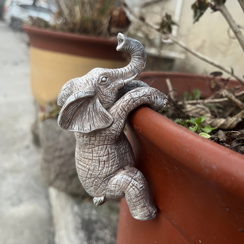 Maceta colgante de elefante, decoración encantadora para balcón y jardín, escultura de animal adorable, Ideal para amantes de los elefantes, 1 ud.