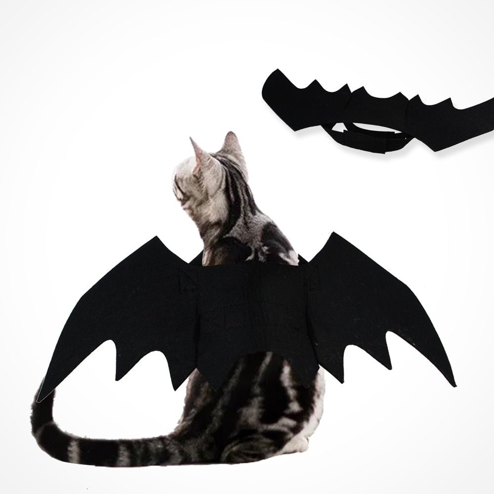 Halloween Kat Vleermuis Vleugels Kraag Harnas Decor Puppy Pet Kat Zwarte Vleermuis Jurk Up Funny Wing Cat Kleding Accessoire Kerst