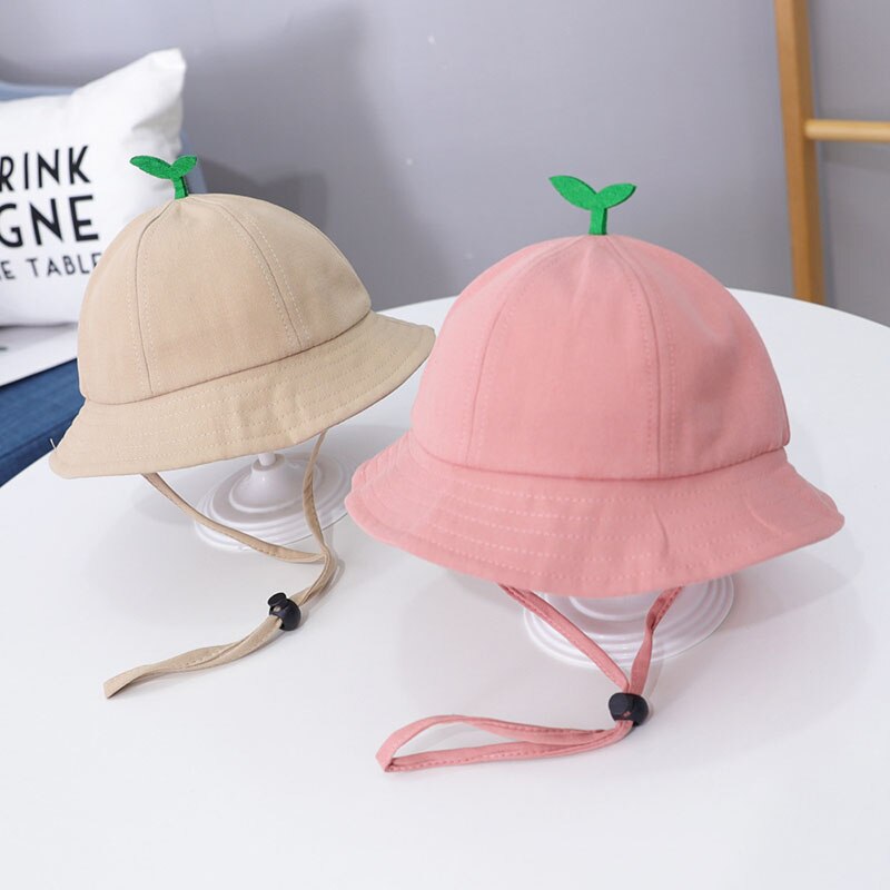 Solid Color Baby Hat Cartoon Little Grass Kids Bucket Hat Summer Breathable Cotton Children Fisherman Cap