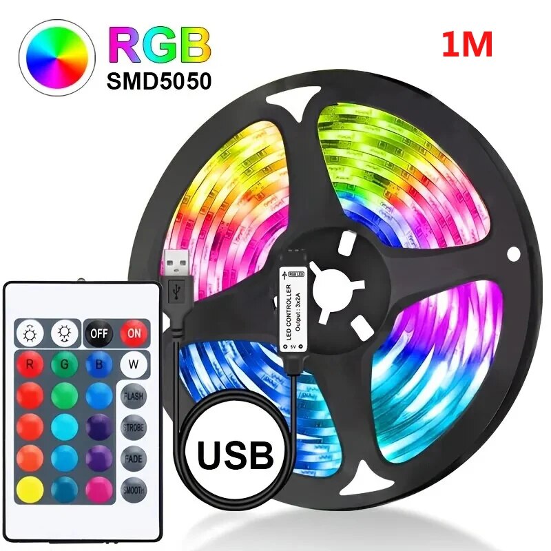 SMD5050 1M/2M/3M taśma LED USB Light TV ekran pulpitu podświetlenie zmiana koloru dekoracja sypialni DC5V lampa LED DIY oświetlenie: Bundle1