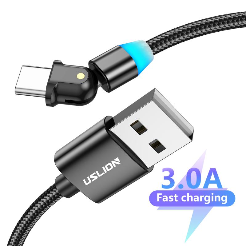 90° Elbow Support QC3.0 Fast Charging Soft Light With Lights Type-C Data Cable For Mobile Phones And Tablets: black / 1m