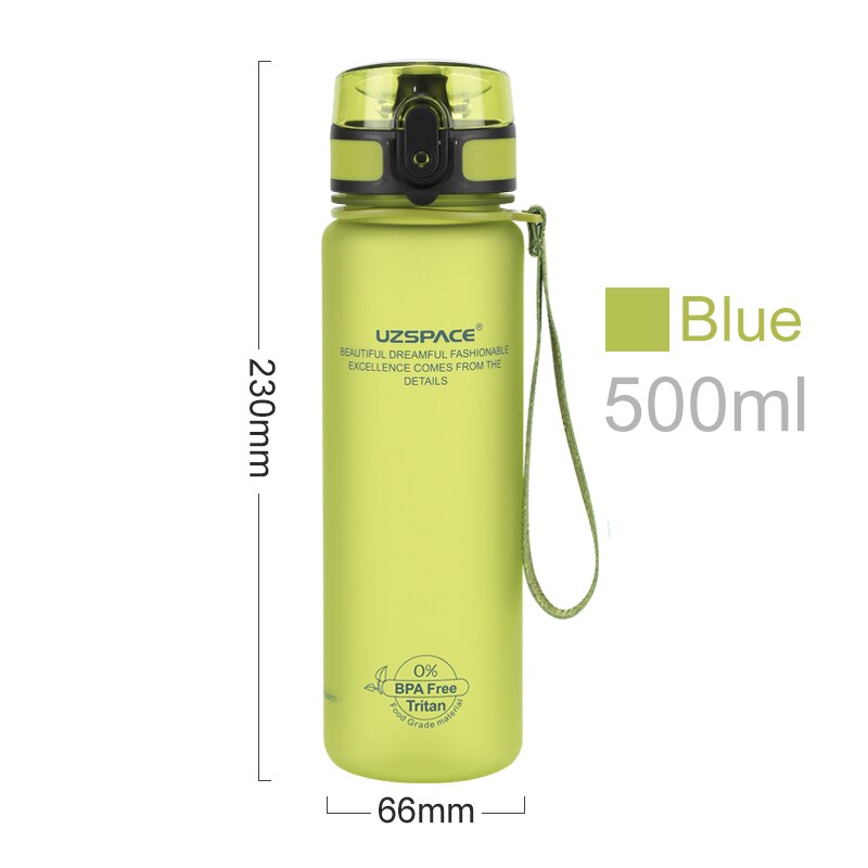Uzspace flaske 500ml bpa gratis lækagesikker sport vandflaske tur vandreture bærbare flasker: Grøn