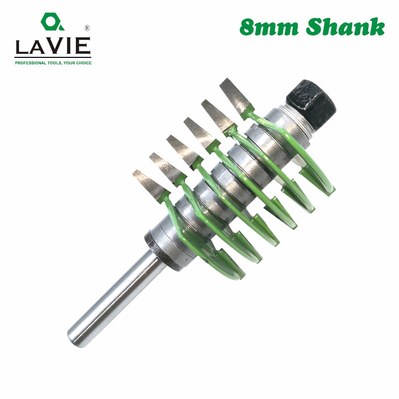 LAVIE 1pc 8mm Shank Brand 2 Teeth Adjustable Finger Joint Router Bit Tenon Cutter Industrial Grade for Wood Tool MC02036: single item