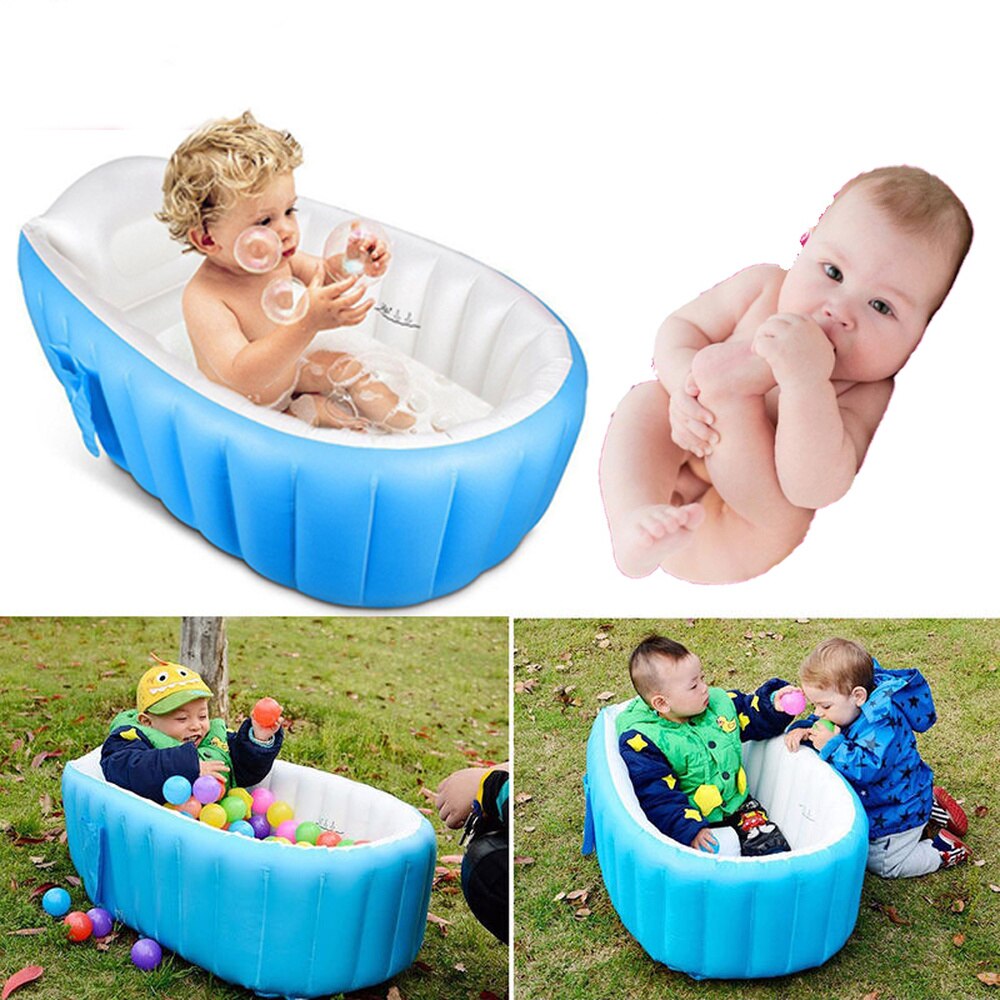 Baignoire gonflable pour bébé, piscine Portable pour enfant en bas âge, bassin de douche pliable (bleu)