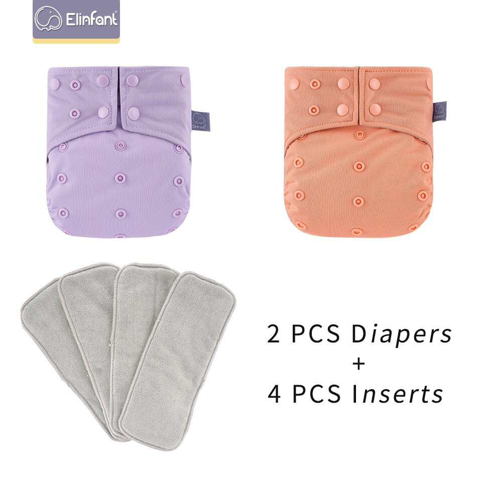 Elinfant 2 Couches Avec 4 Inserts Lavable Réutilisable Daim Tissu Intérieur Avec Une Poche Fit 3-15kg Bébé Couche-Culotte: 11031202