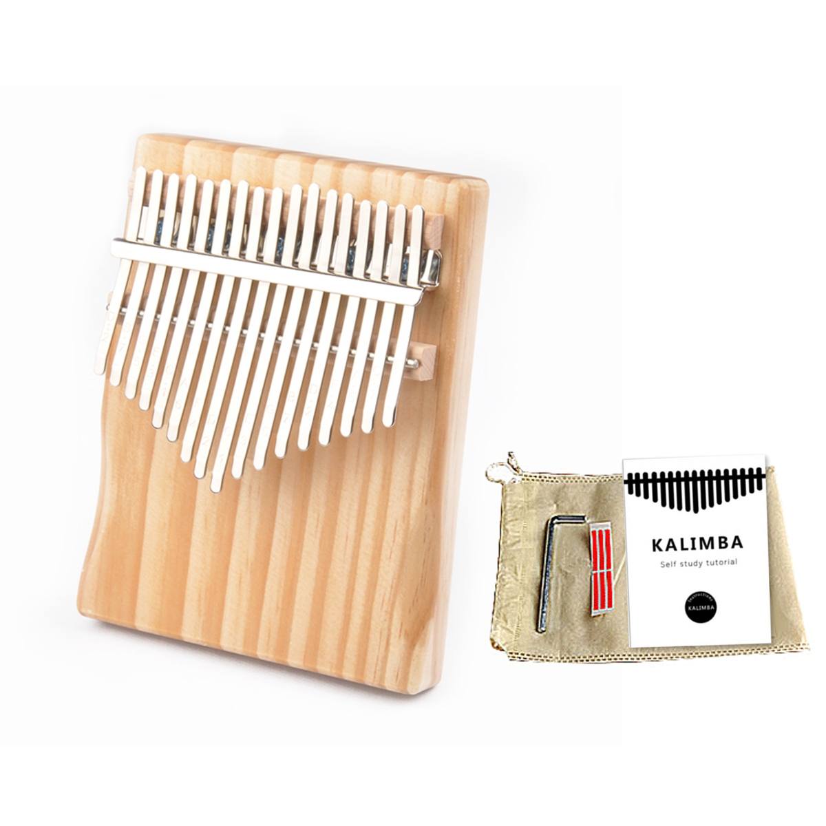17 Keys Thumb Piano Kalimba Wood Mahogany Body Musical Instruments With Learning Book Kalimba Piano With Tool: Wood With Tool