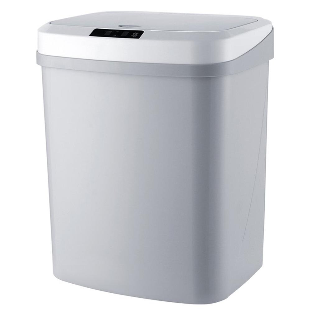 Intelligent Sensor Trash Can Household Mute Electric Cover Trash Can Charging Version Induction Plus Vibration: gray