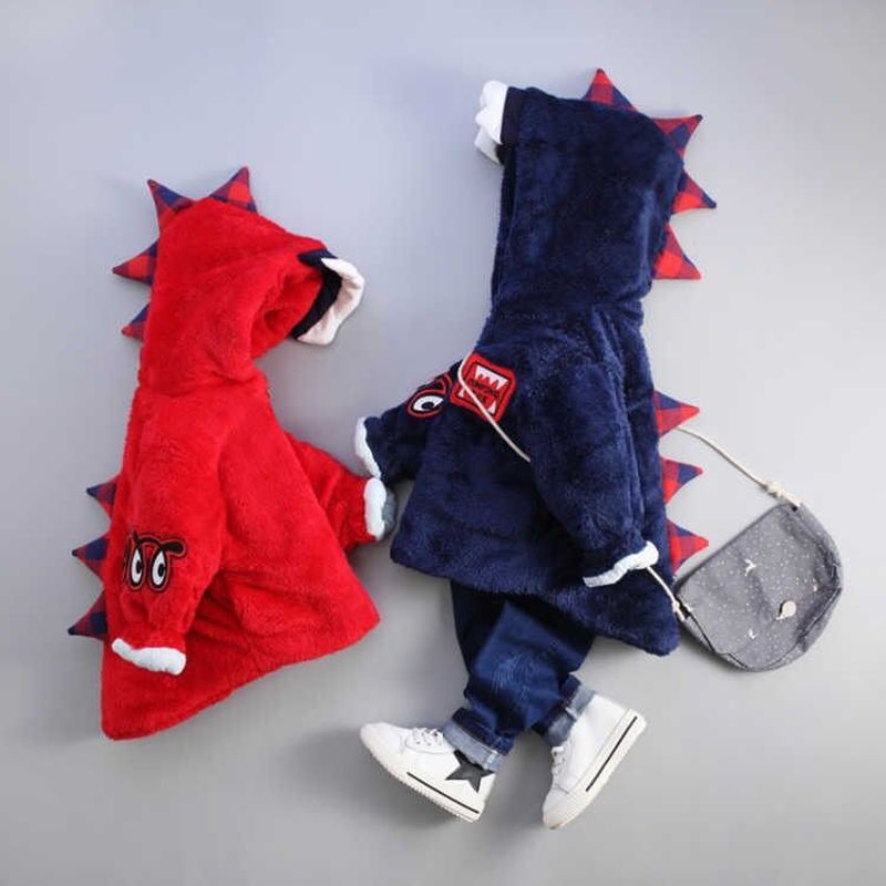 Children's Dinosaur Wool Cotton-padded Coat Warm Fleece Boys and Girls Clothes 1-7 Years Old Thickened Autumn/Winter Kids Coat