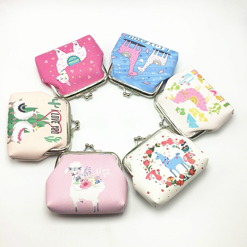 Monedero estampado de flamenco y Alpaca para mujeres y niñas, Mini monederos con de dibujos animados, pequeña cartera, monedero bonito para niños