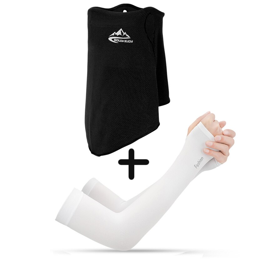 Mannen Hoofddeksels Bandana Fietsen Half Gezichtsmasker Neck Hood Cover Rijden Stofdicht Anti-Zweet Ademend Fiets Hoofd Sjaal voor Mannen: Scarf and Sleeves E