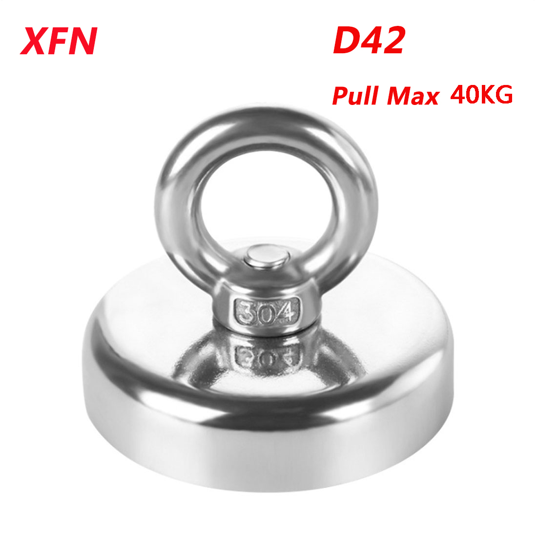 XFN D16-D42 Suchmagnet Superstarke Neodym-Magnete N52 Hochtemperatur-Angelmagnet Leistungsstarker Bergungsmagnet mit Ring: Weiß