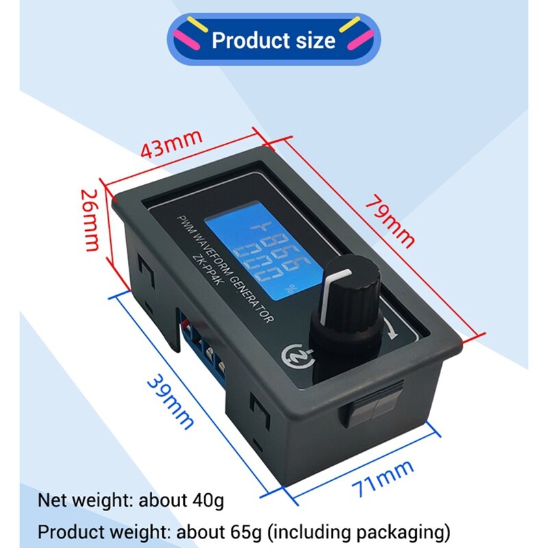 ZK-PP4K LCD Digital PWM Pulse Generator Pulse Frequency Duty Cycle Adjustable Square Rectangular Wave Generator