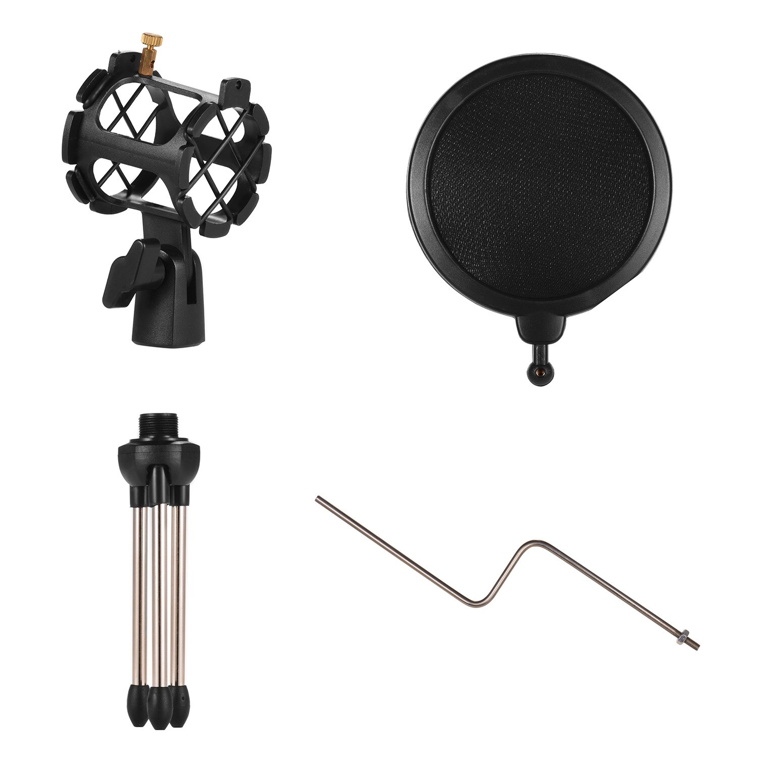 Mini Microphone De Bureau Support + Amortisseur Micro Support + Filtre anti-Pop Kit Pour L'enregistrement en Studio En Ligne Bavarder Chant Réunion