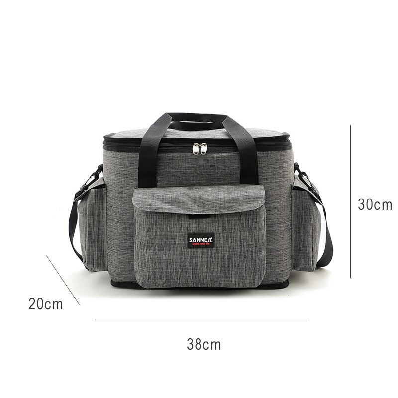 Saco refrigerando macio isolado do almoço do piquenique do saco do refrigerador grande para acampar/churrasco/atividades exteriores da família, cinza