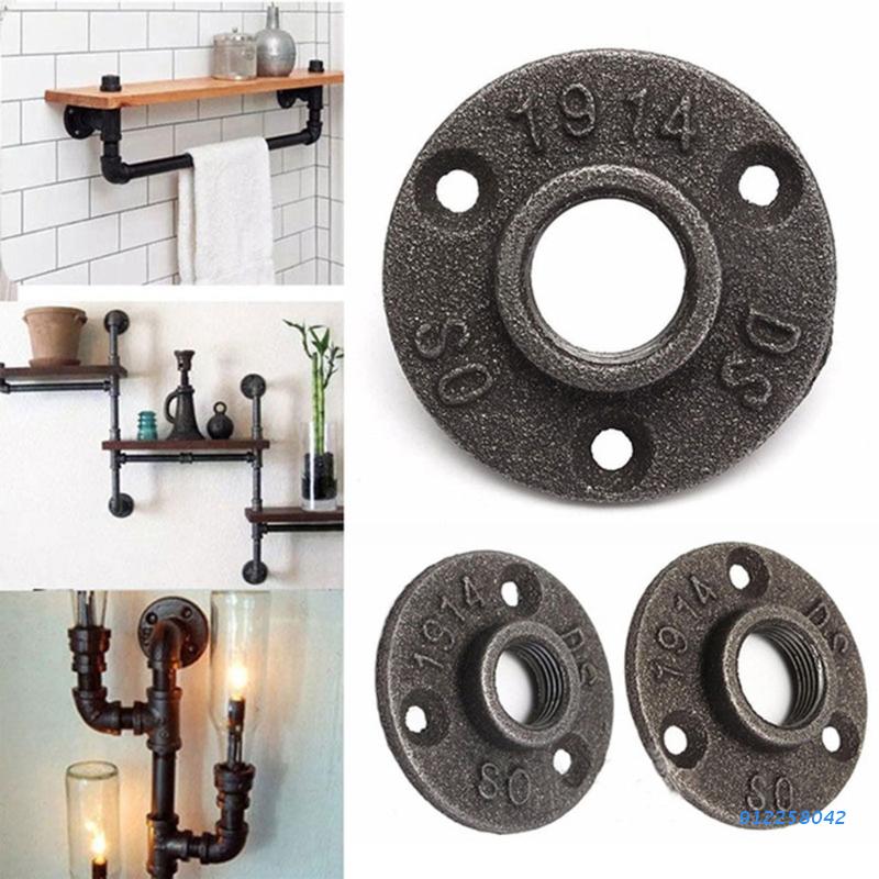 3/4" Malleable Threaded Floor Flange Iron Pipe Fittings Wall Mount Black